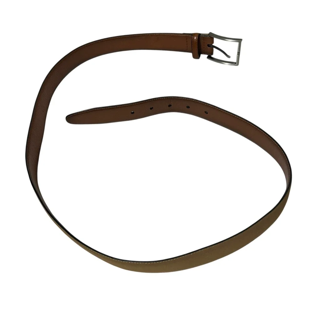 Dockers Men's Brown Genuine Leather Belt‎ Silver Buckle Classic Style Size 40